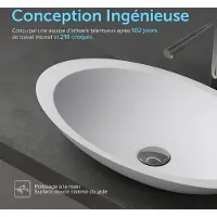 Doporro Lavabo vasque à poser blanc mat 60cm lave main Colossum802 59,3x35,1x10,7cm