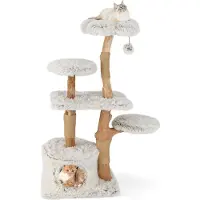 Northix Arbre à chat 135 cm avec grotte, siège en peluche, poteaux à griffer