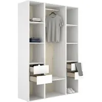Dmora Bellwood - Grande Armoire, 45x205h cm Blanc, 7 Étagères
