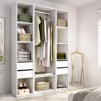 Dmora Bellwood - Grande Armoire, 45x205h cm Blanc, 7 Étagères