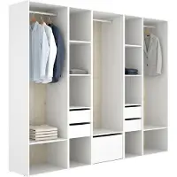 Dmora Tequesta - Armoire Grande, 45x205h cm Blanc, 11 Étagères