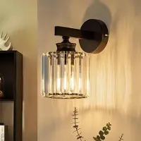 ZMH Applique murale en cristal, éclairage mural d'intérieur, spot mural, lampe de couloir, douille E27, pour chambre, salon, couloir, noir (ampoule non incluse)
