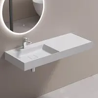 Doporro Lavabo Suspendu avec Bonde Vasque à Poser Blanc Mat 120x46x12cm Lave Mains Rectangulaire avec Perçage de Robinet Colossum630