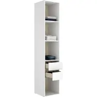 Dmora Claymont - Grande Armoire, 45x205h cm Blanc, 3 Étagères