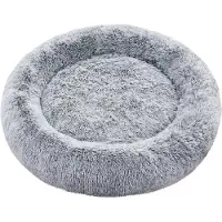In And OutdoorMatch Coussin pour chien Sabina - Pluche - Gris - Panier pour chien 100x20cm - Souple - Coussin orthopédique pour chien
