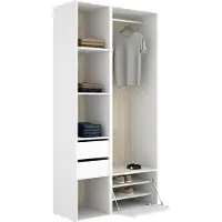 Dmora Cornwell - Armoire Grande, 45x205h cm Blanche, 6 Étagères