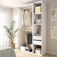 Dmora Fellowship - Armoire Grande, 45x205h cm Blanc, 4 Étagères