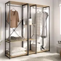 Dmora Coton - Armoire Grande, 40x167h cm Chêne Marron, 3 Étagères