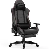 GTPLAYER Chaise de jeu avec repose-pieds Haut-parleur Bluetooth Chaise musicale Chaise d'ordinateur ergonomique Chaise de bureau Chaise de gamer noire