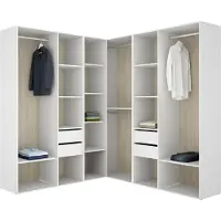 Dmora Yancy - Grande armoire, 186x205h cm blanche, modulable