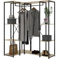 Dmora Hollis - Armoire Grande, 130x167h cm Chêne Marron, 5 Étagères