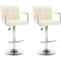 The Living Store Tabouret de bar 2 pcs. Simili cuir crème