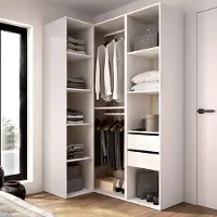 Dmora Poyner - Grande Armoire, 85x205h cm Blanc, Modulable