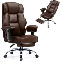 GTPLAYER Chaise gaming , chaise de bureau large avec ressorts ensachés, chaise PC ergonomique, chaise de bureau réglable et pivotante, similicuir, marron