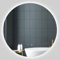 Northix Miroir de salle de bain rond à LED, luminosité réglable et anti-buée