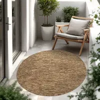Paco Home In & Outdoor Tapis tissé plat uni moderne résistant aux intempéries pour terrasse cuisine Taille 120 cm Rond