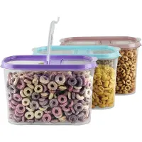 My-goodbuy24 Set de 3 boîtes de conservation de 1,4 litre Boîte à céréales multicolore