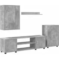vidaXL Ensemble de meubles TV mural 4 pcs Béton Gris Bois composite