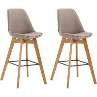 BellaFurn ensemble de 2 tabourets de bar - Tabouret - Repose-pieds confortable et élégant | Couleur : Taupe | Couleur des vêtements : Naturel