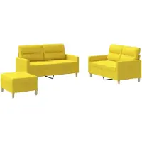 Syfax Ensemble de canapés 3 pcs avec coussins Jaune clair Tissu