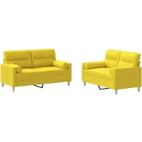 vidaXL Ensemble de canapés 2 pièces avec coussins Tissu jaune clair