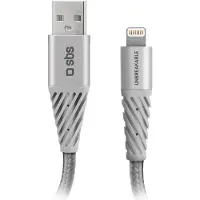 SBS Câble USB-A vers Apple Lightning MFI Unbreakable, 1,5 mètre - Argent