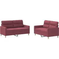 vidaXL Ensemble de canapés 2 pièces avec coussins vin rouge Tissu