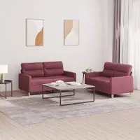 Prolenta Maison Exclusive - Ensemble de canapés 2 pièces avec coussins, tissu bordeaux