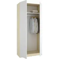 Dmora Tulot - Armoire 2 Portes, 51x204h cm Blanc, Porte-manteaux