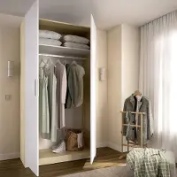 Dmora Tulot - Armoire 2 Portes, 51x204h cm Blanc, Porte-manteaux