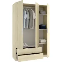 Dmora Mayos - Armoire 3 Portes, 51x137 cm Chêne Brun, Porte-manteaux