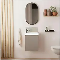 MOB-IN Meuble lave-mains LISA + robinet noir + miroir ovale