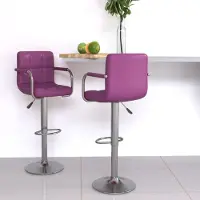 Prolenta Maison Exclusive - Lot de 2 tabourets de bar en similicuir violet