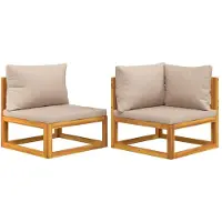 Syfax Salon de jardin avec coussins 2 pcs bois massif acacia