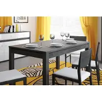 Extom Table à manger, table de cuisine en pin noir, 160-200 x 90 cm