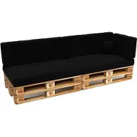 Pokar Coussin pour palette Coussins de palette avec housse amovible Canapé de palette, Taille:Set de 6, Couleur:Noir - Imperméable