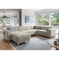 Miuform Classy Sophie - Canapé d'angle avec fonction lit et coffre de lit U-FORM DROITE - 330x212cm - Beige - Canapé-lit Canapé