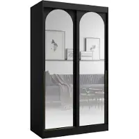 PAWS MÖBEL Noir Armoire coulissante 120x215x65 MONIDO avec miroirs moderne fonctionnelle, armoire de chambre, cabinet
