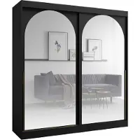 PAWS MÖBEL Noir Armoire coulissante 200x215x65 MONIDO avec miroirs moderne fonctionnelle, armoire de chambre, cabinet