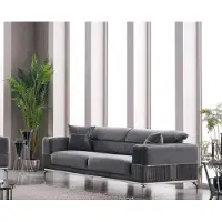 AEA Luxus Sofagarnitur 331 Sitzer Wohnzimmer Set Grau Sofa Textil Möbel