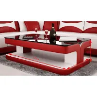 Xl Moebel Gmbh Table basse moderne en cuir Table moderne en verre Design Tables en verre Salon