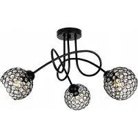 Light11 HOME Light-Home Crystal lampes d'éclairage de plafond - plafonnier industriel pour le salon chambre à coucher et salle à manger - lampe suspendue en verre avec métal 3-flamme - noir
