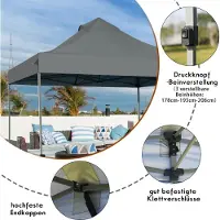 Northix Pavillon pliable 3 x 3 m, tente de fête d'hiver stable et étanche avec sac de transport sur roulettes gris