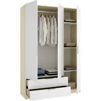 Dmora Mayos - Armoire 3 Portes, 51x137 cm Blanc, Portemanteau