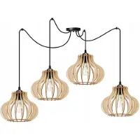Light11 HOME Suspension, lustre, bois, abat-jour LED