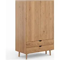Feldmann-Wohnen Armoire Simona Armoire à linge Bois massif huilé Chêne naturel Largeur au choix