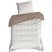 Eurofirany | Linge de lit - Literie - 140 x 200 - Coton - Blanc et beige - Parure de lit - Motif rayé