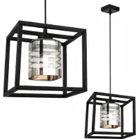 Light11 HOME Helix Cage Lampe à suspendre - Plafonnier pour le salon, la chambre à coucher et la salle à manger - Suspension en métal et verre - E27 - 1 flamme