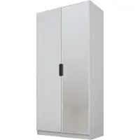 PAWS MÖBEL Armoire basculante Gris 100x52x200 cm, armoire ouverte à deux portes avec miroir, avec étagères et cintres