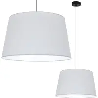 Light11 HOME Gaja Cone Lampe À Suspendre Noire 1 Abat-Jour Plat Gris Clair 44Cm
